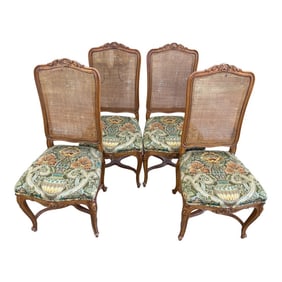 4 John Widdicomb Cane Back French Country Louis XV Style Dining Chairs