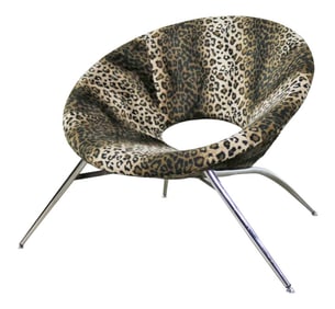 Animal Print and Chrome Round Hoop Bucket Tub Chair Made in Italy