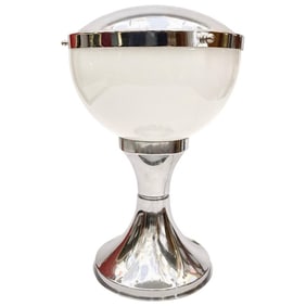 Valenti & Co. 1960s Vintage Minimalist Italian Design Nickel and White Desk Lamp
