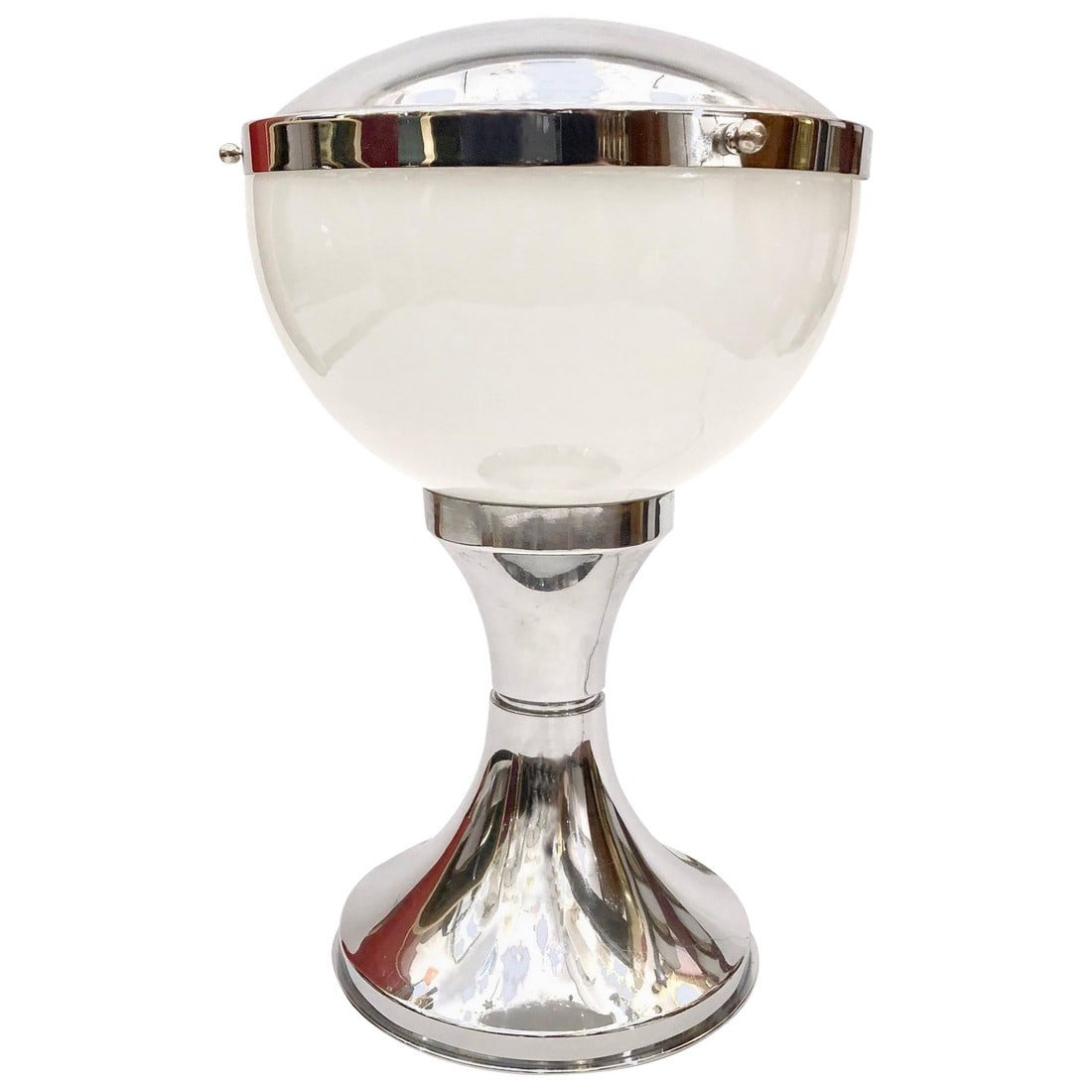 Valenti & Co. 1960s Vintage Minimalist Italian Design Nickel and White Desk Lamp (1 of 12)