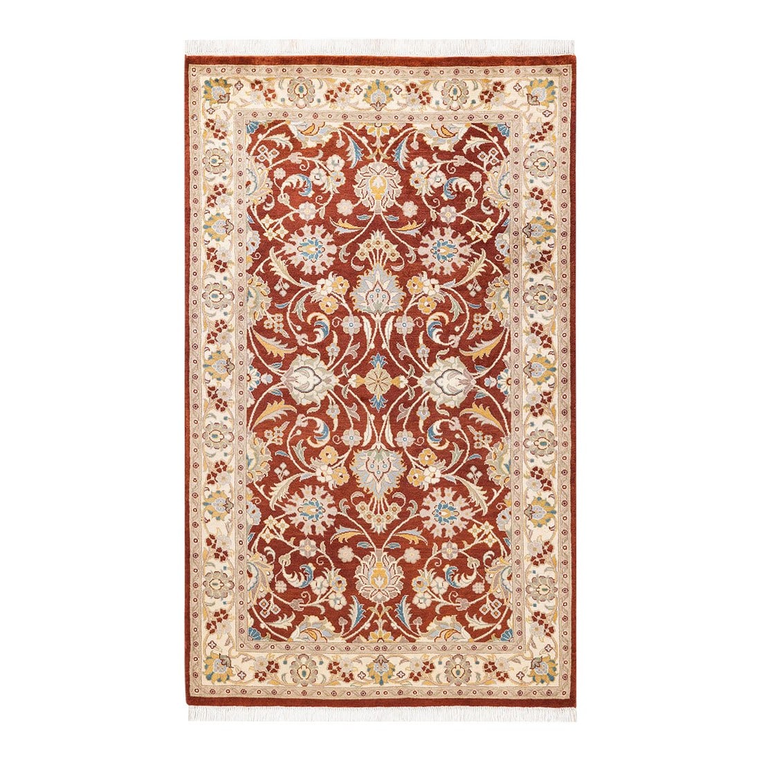 Mogul, One-of-a-Kind Hand-Knotted Area Rug - Orange, 3' 3" x 5' 4": With understated palettes and allover designs, the rugs in the Mogul Collection will bring timeless sophistication to any room. Influenced by a spectrum of Turkish, Indian, and Persian designs, the ar
