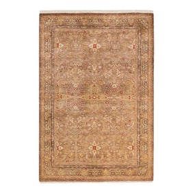 Mogul, One-of-a-Kind Hand-Knotted Area Rug - Yellow, 4' 2" x 6' 0"