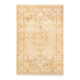 Mogul, One-of-a-Kind Hand-Knotted Area Rug - Ivory, 4' 7" x 6' 8"