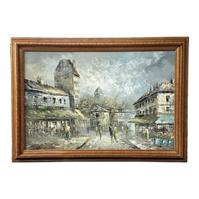 Large Paris Street Scene Painting by Renowned Artist Caroline Burnett