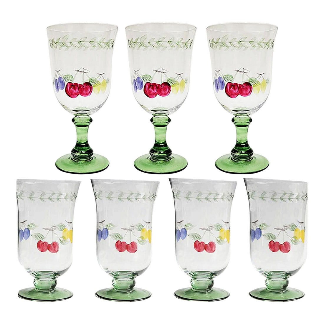 Villeroy & Boch Goblets French Garden Fleurence - Set of 7: Set of 7 Villeroy & Boch glasses in the popular French Garden Fleurence pattern. Made in Germany, excellent condition. A nice mixture of 4 goblets & 3 wine glasses. Condition: Alterations: Original Co