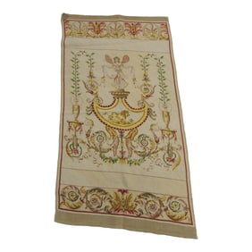 Antique Pink and Green Aubusson Tapestry Panel