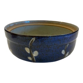 Vintage 1990s Blue & White Studio Pottery Serving Bowl