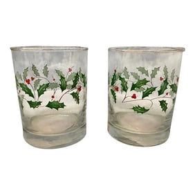 Vintage Lenox Holiday Double Old Fashion Glassware-A Pair