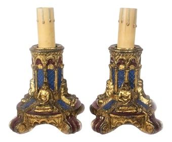 Art Deco Polychrome Electric Candle Holders