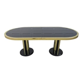 Design Institute of America Dia Oval Brass Chrome Finish Dining Table
