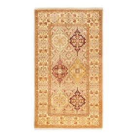 Mogul, One-of-a-Kind Hand-Knotted Area Rug - Yellow, 3' 2" x 5' 5"