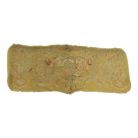 Antique Yellow & Red Aubusson Settee Back Tapestry Cover