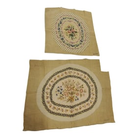 Antique Needlepoint Tapestry Chair Covers - Set of 2
