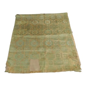 Antique Gold and Green Silk Kesa Textile Panel