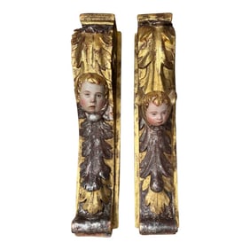 Pair of Carved Gilded Wood Pilasters 18th Century