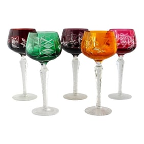 Midcentury Lausitzer Bohemian Hock Wine Stems