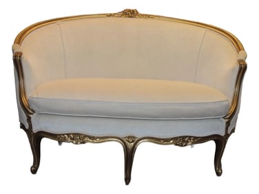 Vintage Hollywood Regency Style Gold-Leaf French Settee