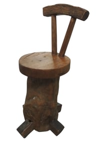 Antique Primitive Tree Trunk Asian Side Chair - Wabi Sabi