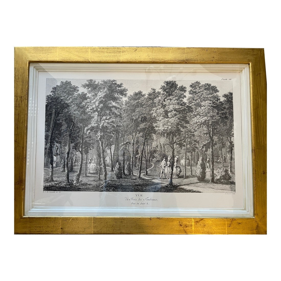 Antique Framed French Print of Versailles Gardens, France (1 of 12)