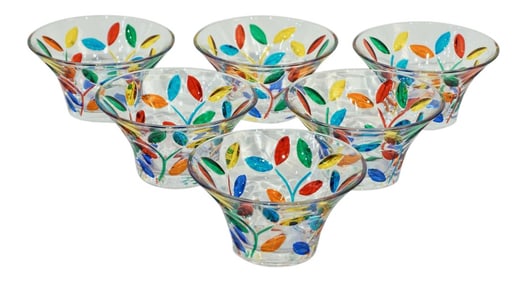 Colleoni Modern Crystal Murano Glass Cups/Bowls - Set of 6