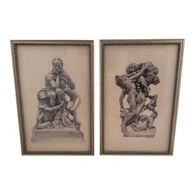Pair of Framed Dwight Deworge Williams Original Drawings - Classical Figure Studies - 12" X 18"
