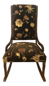 Antique Mahogany Embroidered Cocoa Low Arm Rocker
