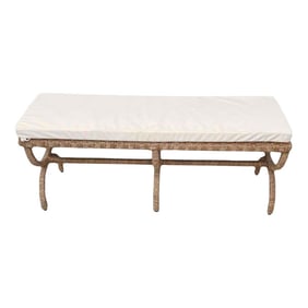 Vintage Outdoor Woven Bench in the Style of Audoux Minet
