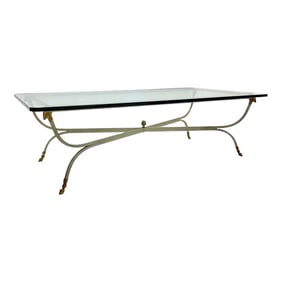 1970s French Vintage Maison Jansen Attributed Coffee / Cocktail Table With Ram Head Decor