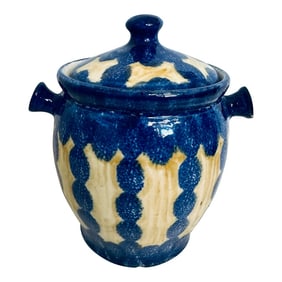 Ebeling & Reuss Blue/Tan Stoneware Canister