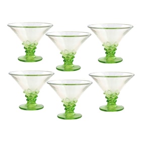 French Poison Green Martini Glasses, Set of 6