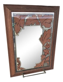 Antique Wood Mirror With Brass Towel Bar