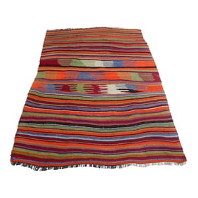 Striped Turkish Kilim 3'8" X 5'