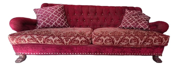 Circa 1970 Upholstered Burgundy Red Sofa