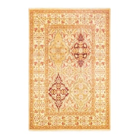 Mogul Hand-Knotted Area Rug - Ivory, 4' 2" x 5' 10"