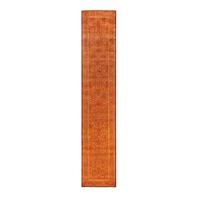 Mogul Hand-Knotted Runner Rug - Orange, 2' 7" x 13' 9"