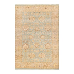 Mogul Hand-Knotted Area Rug - Light Blue, 4' 3" x 6' 3"