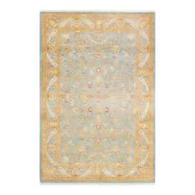 Mogul Hand-Knotted Area Rug - Light Blue, 4' 3" x 6' 2"