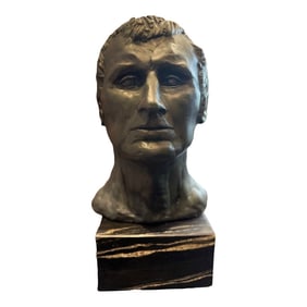 Mid-20th Century Italian Plaster Bust of a Man on Marble Base