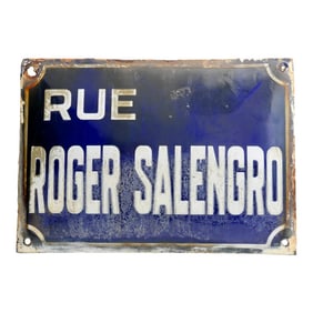 Antique French "Rue Roger Salengro" Street Sign