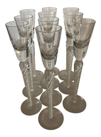 Mid Century Stuart Crystal "Iona" Long Stem Cordials - Set of 10
