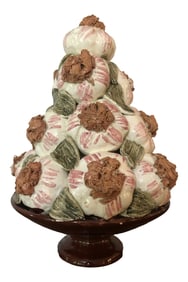 Mid 20th Century Ceramic Trompe l'Oeil Garlic Topiary From D H Holmes New Orleans