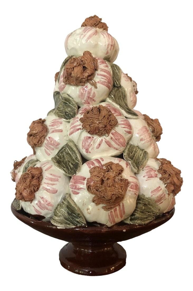 Mid 20th Century Ceramic Trompe l'Oeil Garlic Topiary From D H Holmes New Orleans (1 of 12)