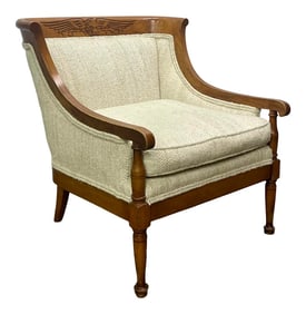 Vintage Statton Furniture Mahogany & Textured Slub Upholstery Club Chair