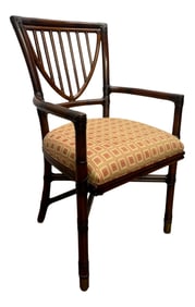 Vintage Vanguard Chinoiserie Style Faux Bamboo Shield Back Arm Chair