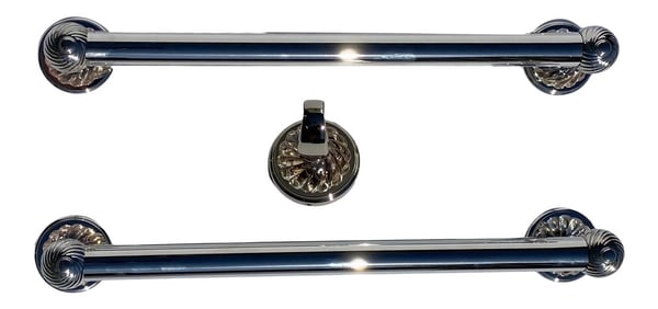 Thg Paris Nickel Towel Bars With Crystals & Nickel Robe Hook With Crystal - 3 Pieces
