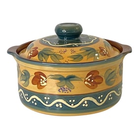 Early 2000s Nanette Vacher Avignon French Country Provence Hand-Painted Covered Casserole Dish