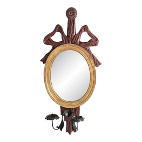 French Baroque Style Ribbon & Bow Wall Mirror Sconce Candle Holder
