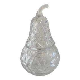 1980s Vintage Cut Crystal Pear Jar