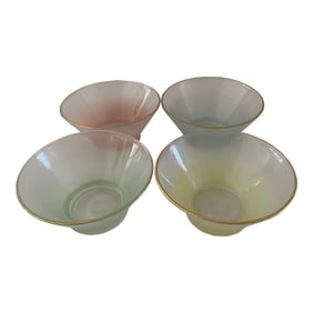 Vintage 1960s Blendo Frosted Pastel Glass Serving Bowls - Set of 4