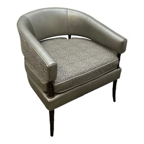 Vintage Mid Century Barrel Back Mixed Media Accent Chair